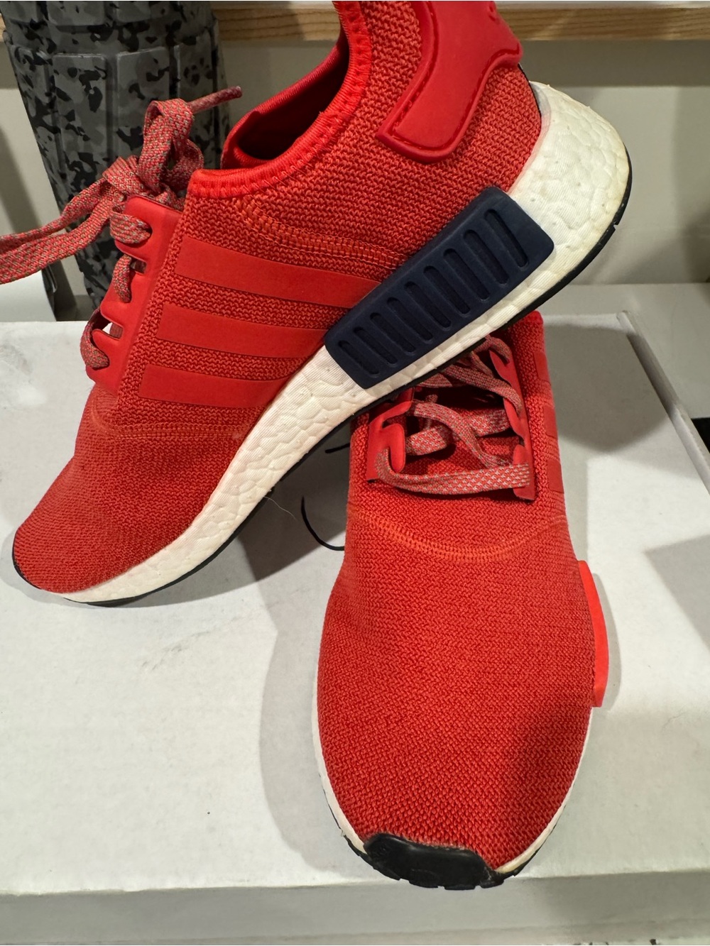 adidas Kids Red Knit Lace-Up Sneakers with Boost Midsole